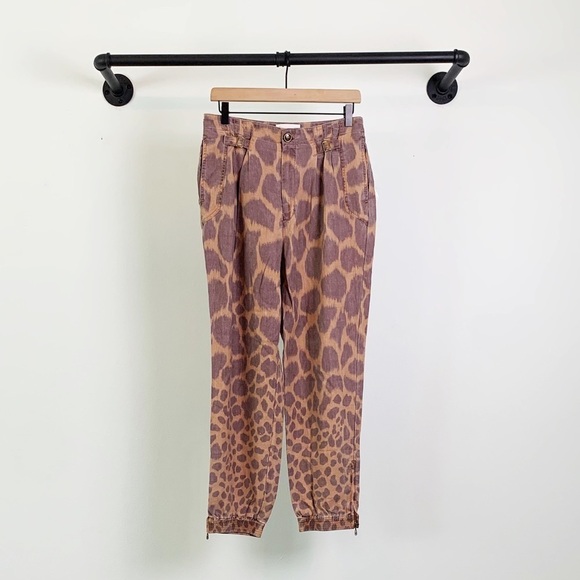 NWT Anthropologie Tamarind Linen Blend Printed Trouser Joggers - Picture 4 of 7
